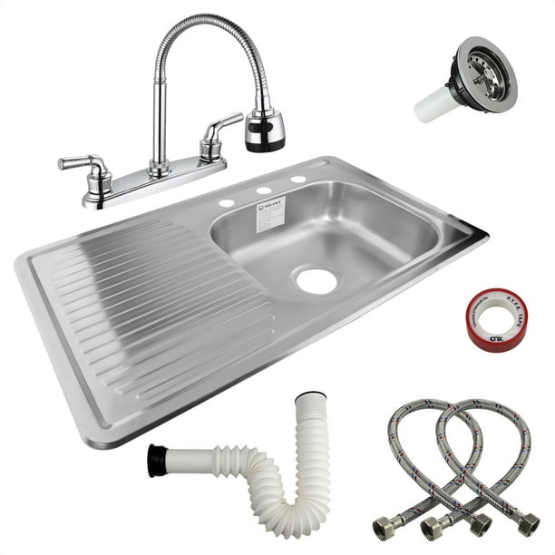 Kit de Fregadero Tarja con Tina para Empotrar con Escurridor Izquierdo 80x50 SOLVEX PRO-KIT