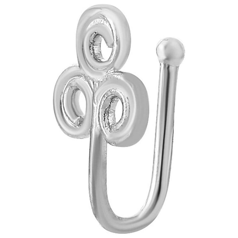  Nose Nose Faux Clip Nose Piercing Piercings Men for Women Non  Cuff Cuff On Fake Rings Adjustable Hoop Nose Jewelry Clear Nose Rings 18g  (E, One Size) : Clothing, Shoes 