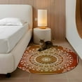 thumbnail image 3 of Orange Boho Round Area Rug 3 FT, Small Kitchen Bathroom Mat, Country Vintage Ethnic Abstract Geometric Washable Indoor Outdoor Throw Runner Carpet Doormat for Table Shower Sofa Entryway, 3 of 9