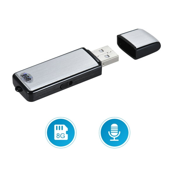 8GB Enregistreur de Voix Audio Numérique Clé USB Lecteur de Mémoire 18 Heures d'Enregistrement Rechargeable pour l'École de Bureau