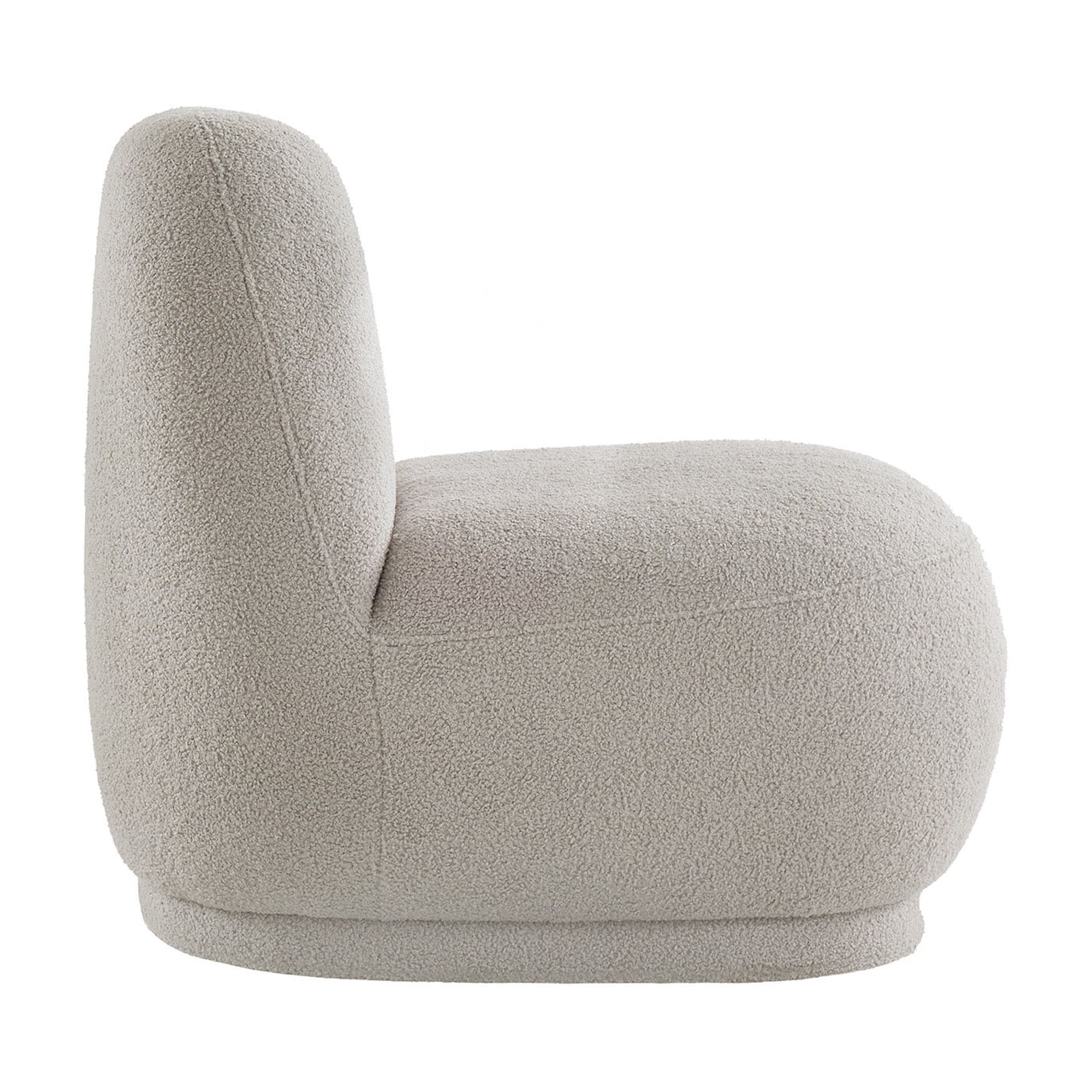 Weston Home Lompoc Modern Boucle Accent Chair with Rounded Design and Lumbar Pillow, Light Gray Chair