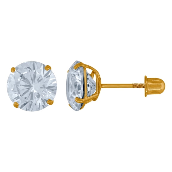 14k Yellow Gold Womens Cubic Zirconia 7mm Round Stud Earrings Stud Earring for Women