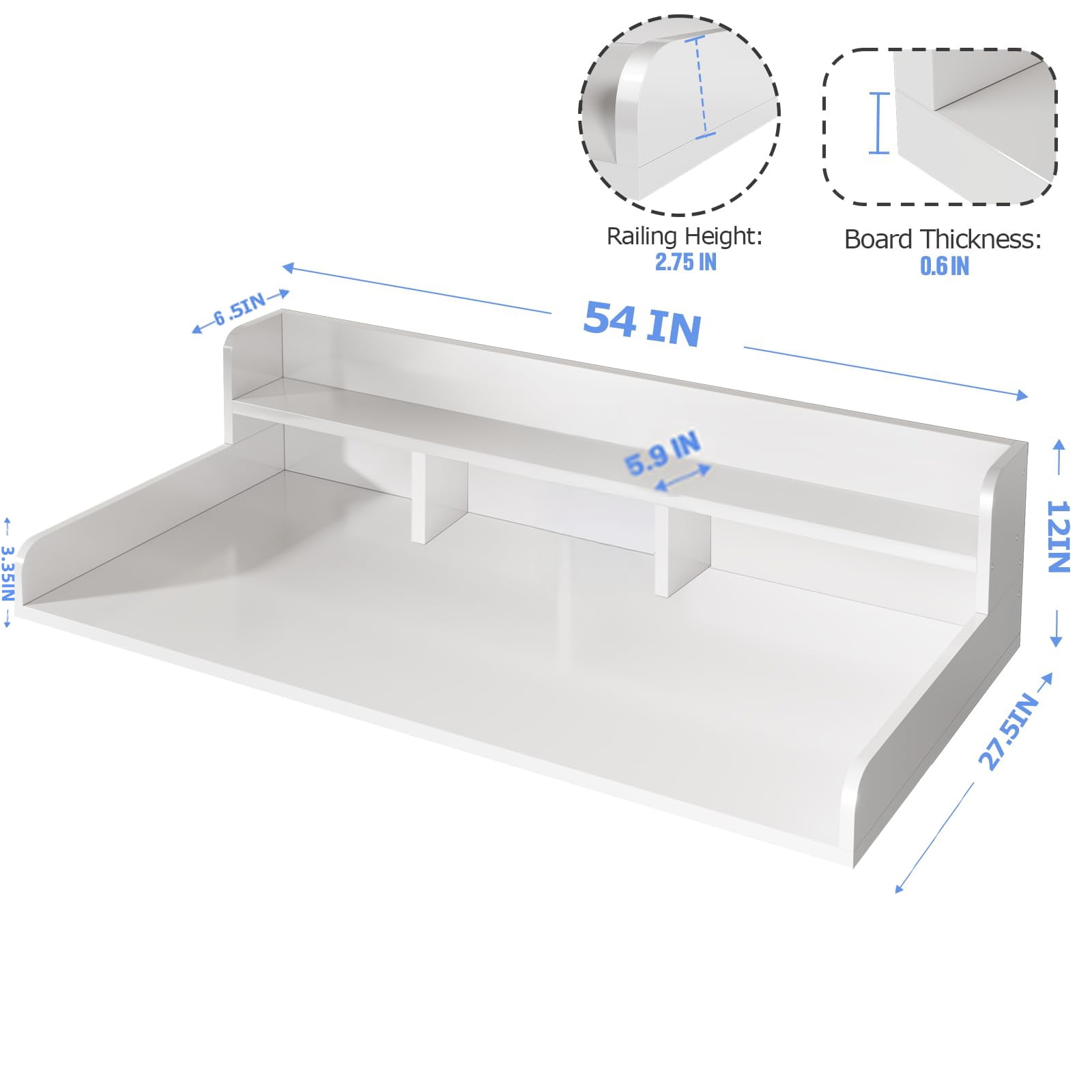 Roninkier Washer Dryer Countertop, Laundry Wood Shelf Topper, 54" x 27.5" Depth Double Layer Organizer