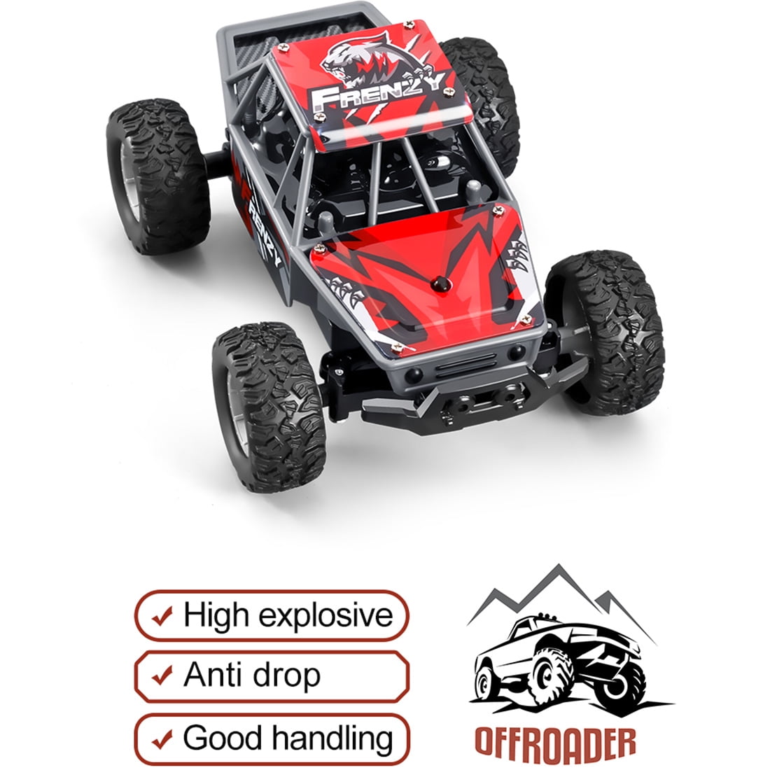 1/32 Scale 4WD RC Crawler, 2.4GHz Mini Off-Road Drift Car with Full Proportional Control & Metal Drive Shafts, Mini RC Model for Adults, RTR-Red