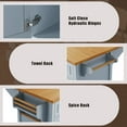thumbnail image 4 of K&K 52'' Kitchen Island with Drop Leaf, Embossed Texture Kitchen Island on Wheels with Spice Rack, Towel Rack, 2 Doors and 5 Drawers, Kitchen Storage Cart with Adjustable Shelf for Kitchen, Blue Grey, 4 of 10