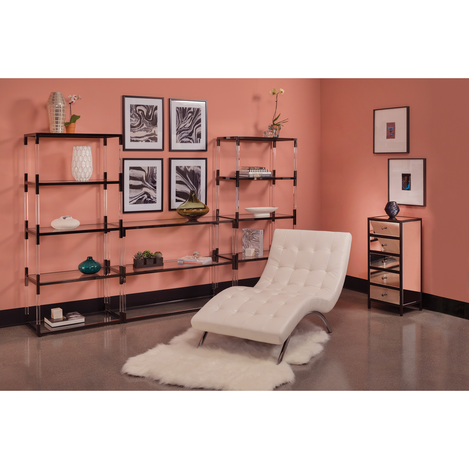 Marquis Vertical Cabinet-Color:Mirrored,Material:Metal,Number of Items:EA,Size:15.75W x 13D x 35.5H,Style:Contemporary