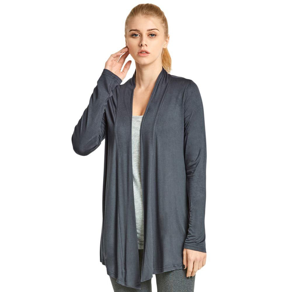 DailyWear Women's Open-Front Soft Draped Long Sleeve Cardigan Sweater  Longline Tunic (Medium, Ivory) - Walmart.com