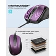 thumbnail image 4 of TECKNET Wired Mouse, 6-Button Corded with 4 Adjustable DPI, Optical Ergonomic Design, 5FT Cord for Laptop, Chromebook, PC, Desktop, Mac, Notebook - LT.Purple, 4 of 9