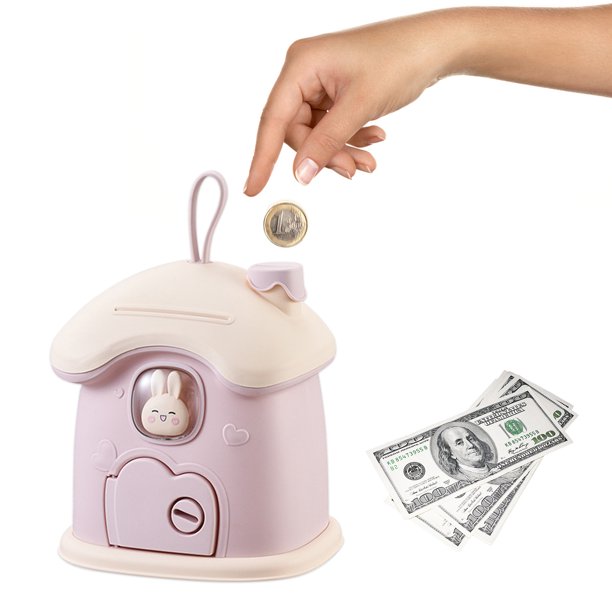 Hucha Hucha Kawaii, caja para billetes, tarro para guardar monedas con cerradura, decoración del hogar (D) Wdftyju Libre de BPA