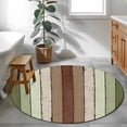 thumbnail image 4 of 4ft Round Rug, Sage Green Non-Skid Rubber Backing Large Area Rugs - Living Room Bedroom Home Office, Farmhouse Wood Grain Vintage Brown Striped Indoor Floor Mat Carpets Washable Rug, 4 of 9