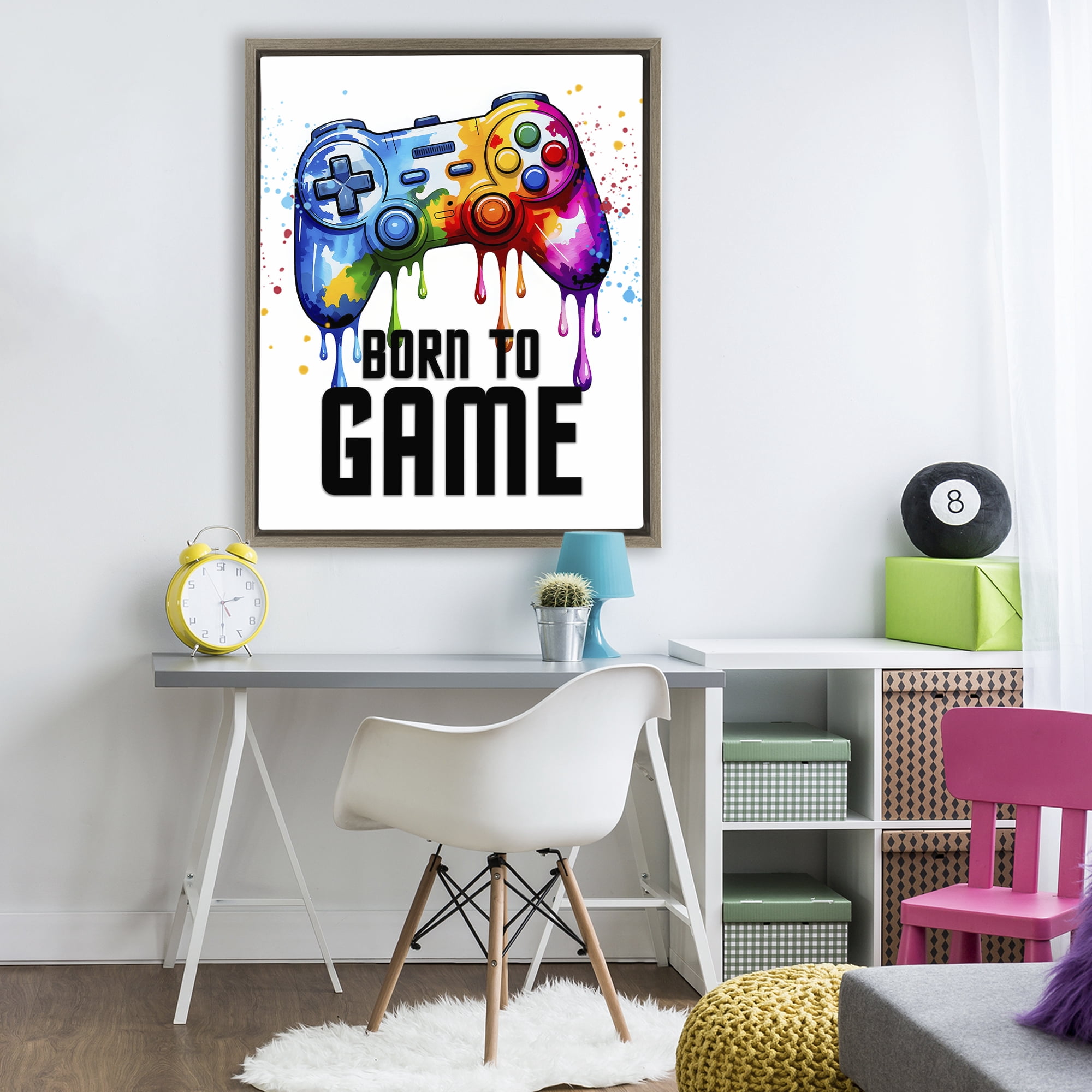Stupell Industries Born To Game Splash Brown Framed Floater Canvas Wall Art, design by Kim Allen
