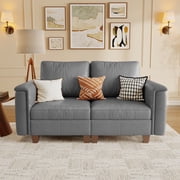 SITJOY 65" Faux Leather Modular Sectional Sofa with Storage, Modern 2 Seater Loveseat Couch for Small Space and Living Room, Gray