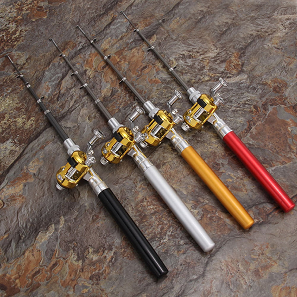 Mini Portable Pocket Telescopic Fish Pen Aluminum Alloy Fishing Rod Pole Reel 