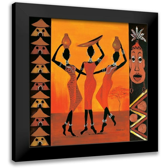 Dahlke, Izabella 12x12 Black Modern Framed Museum Art Print Titled - African Girls II