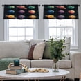 thumbnail image 4 of LALILO Kitchen Curtain Valance Cartoon Fantasy Planets Rod Pocket Window Curtain 52"x 18" Set of 2, 4 of 5