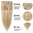 thumbnail image 2 of Benehair Clip In 100% Real Remy Human Hair Extensions Full Head Soft Straight Women Highlight Balayage Blonde Hair 7 Pcs, 2 of 10