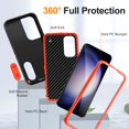thumbnail image 2 of Stand Case for Samsung Galaxy S24 with Metal Kickstand Hard PC & TPU Back Shockproof [Military Grade Protection] Heavy Duty Rugged Hybird Protective Cover for Samsung Galaxy S24, Black+Orange, 2 of 9
