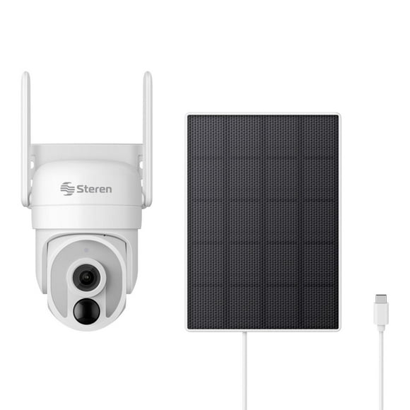 Cámara de seguridad Wi-Fi* 6,4 Mpx robotizada con panel solar, para exterior, compatible con asisten blanco
