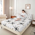 thumbnail image 3 of Castle Fairy Mid Century Atomic Star Queen Sheets 4 Pieces,Abstract Round Dot Queen Sheet Sets,Taupe Gray White,1 Flat Sheet, 1 Fitted Sheet and 2 Pillowcases, 3 of 7