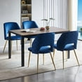 thumbnail image 5 of NORDICANA Modern Dining Chair Set of 4, Navy Blue Velvet Fabric Upholstered Accent Chairs with Golden Metal Legs, Round Back Side Chairs for Kitchen Living Room Bedroom, 5 of 8