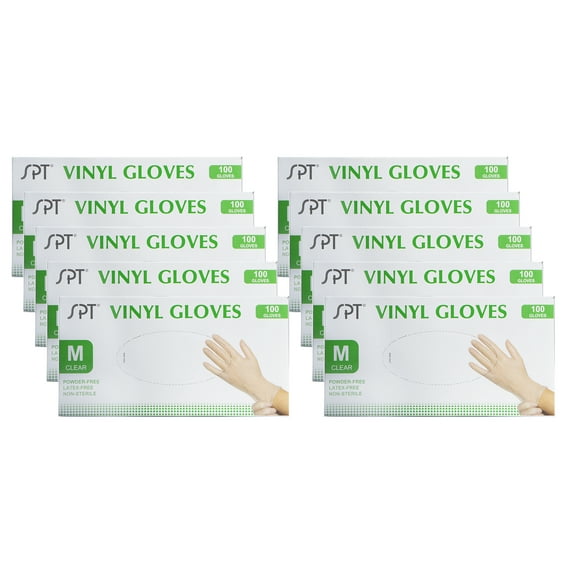Sunpentown All Purpose Vinyl Gloves (1,000 Gloves,10 Boxes of 100Gloves)-Medium