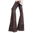 thumbnail image 2 of Sparkly Sequin Flared Pants for Women Y2k Slim Fit Elastic Waist Wide Leg Shiny Sequins Pants Rave Outfits Clubwear, 2 of 6