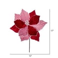 thumbnail image 2 of Vickerman 17" Artificial Red and White Striped Poinsettia Christmas Stem, 5 per bag, 2 of 2