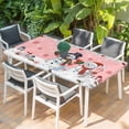 thumbnail image 2 of Pink Snowman Christmas Table Cloths for 5 Foot Rectangle Tables, Xmas Snowflake Winter Ball Patio Waterproof Elastic Fitted Tablecloths, Washable Rectangular Table Cover for Camping, 2 of 8