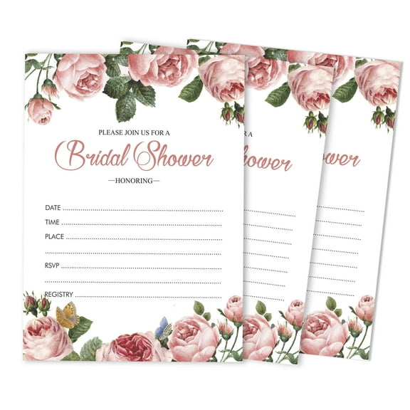 Inkdotpot 30 Bridal Shower InvitationsFloralWedding Fill-In Style Invites Blank Invites