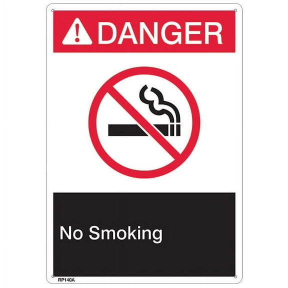 ANSI Z535 Rigid Plastic "Danger No Smoking" Sign, 7" x 10" (44 Units)