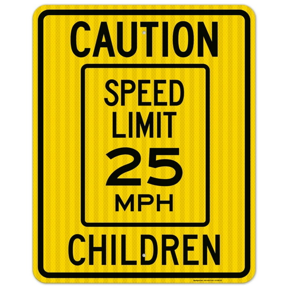 Caution Speed Limit 25 MPH Children Sign, Traffic Sign, 24x30 Reflective Aluminum EGP