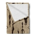 thumbnail image 2 of African Soft Flannel Fleece Throw Blanket, Modern Pattern with Women Silhouette Geometric Curvy Forms and Stripes, Cozy Plush for Indoor and Outdoor Use, 60" x 80", Brown and Tan, by Ambesonne, 2 of 5