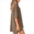 thumbnail image 2 of Conjunto de Dos Piezas para Mujer, Verano 2025, Informal, de Talla Grande, con Pantalones Cortos de Motociclista, Marrón, XL, 2 of 8