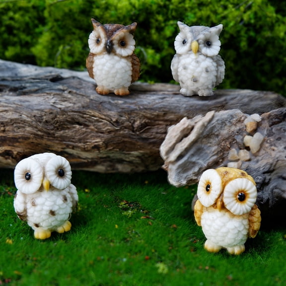 Mini Owl Figurine Resin Statue, Fairy Garden & Home Decor Animal