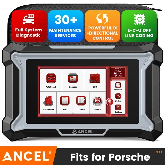 ANCEL DS160 Car Diagnostic Scanner Fit For Porsche, Full System Bidirectional Diagnostic Tool with 30+ Resets, ABS Bleeding, SAS, Battery Reset, Lifetime Free Updates, Online Customer Service Support