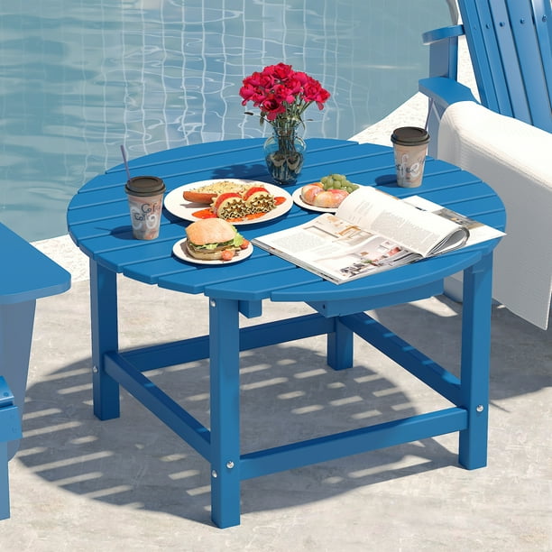 FUFU&GAGA Outdoor Patio Coffee Table, 32" D Round Side Table with