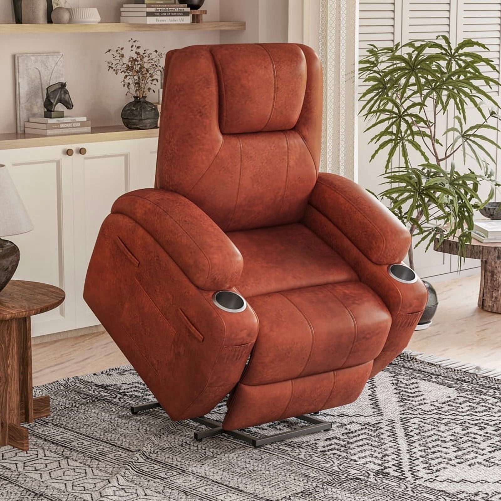 Homall Power Lift Recliner Chair Massage Designed Leathaire Fabric Single Sofa Specifically for Nursing,Brown