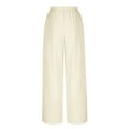 thumbnail image 4 of Roncen Women's Solid Wide Leg Pants - Loose Fit Elastic Waist Cropped Casual Trousers with Pockets, 4 of 9