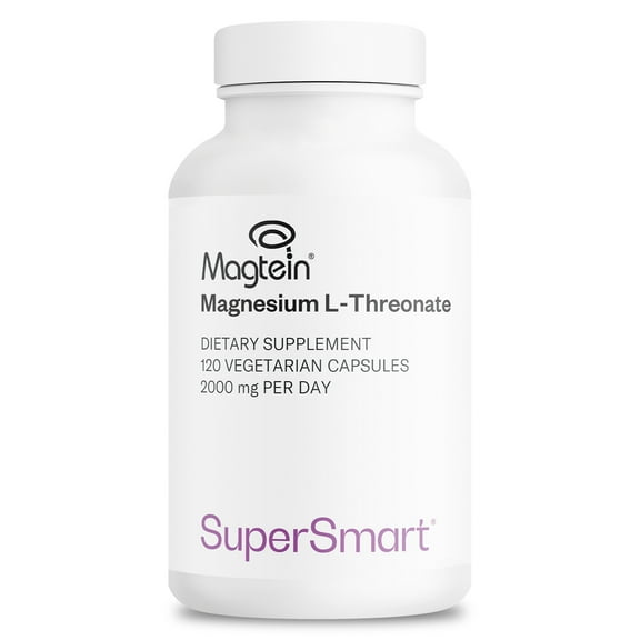 SuperSmart - Magnesium L-Threonate (Magtein) 2000 mg per Day | Non-GMO & Gluten Free - 120 Vegetarian Capsules