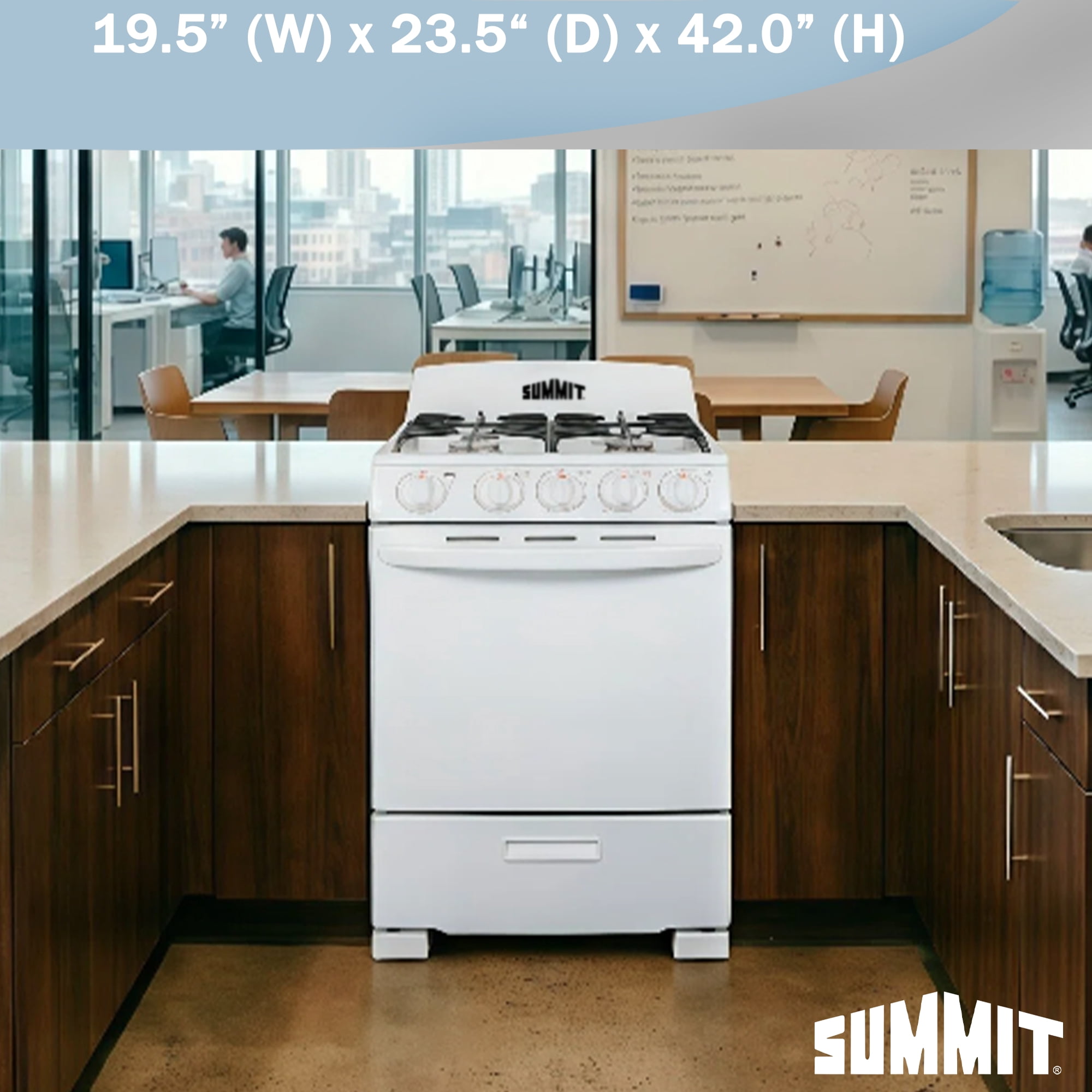 Summit 20 Inch Gas Range, 2.3 cu.ft. Oven,, ADA Compliant, White - RG244WS
