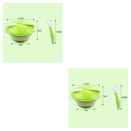 

2pcs Baby Feeding Bowl with Sucker and Temperature Sensing Spoon Suction Cup Bowl Dishes Tableware Set for Children Kids