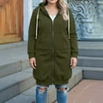thumbnail image 4 of Nokdvo Womens Zip Up Hoodies Plus Size Long Tunic Hooded Sweatshirts Y2k Casual Fleece Jacket Fall Winter Cardigan Coat with Pockets Army Green 3XL, 4 of 4