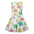 thumbnail image 5 of XUNKUSGA Girls Dresses Star Graphic Ruffle Sleeveless Dress Flutter Hem A-Line Swing Pleated Tiered Beach Dress Casual Party Dress 4-13 Years, 5 of 6