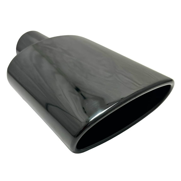 2.25" Inlet Exhaust Tip 6.0 X 2.25" Outlet 9.0" Long Rolled Oval Angle Black 304 Stainless Steel WOVAL6002509-225-MBK-SS Wesdon Exhaust Tip