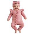 thumbnail image 3 of Baby Bodysuits Unisex Bodysuit Boys Girls Clothes Newborn Baby Girl Ruffle Long Sleeves Corduroy Romper Bodysuit,corduroy romper 0-1 Months, 3 of 9
