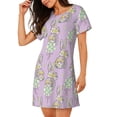 thumbnail image 2 of Rocae Hand drawn bunny for Nightgowns for Women Sleep Shirts Short Sleeve Nightshirt Pullover Nightdress, 2 of 6