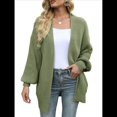 thumbnail image 1 of Chaqueta de Punto Extragrande de Larga con Abertura Frontal y Bolsillos para Mujer, Estilo 2025 Verde L, 1 of 8