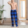 thumbnail image 6 of Lsque Buffalo Plaid Blue Black Print Men's Pajama Pants, Lounge Pant - Comfortable Home Wear,Elastic Waistband, Stylish Design-Small, 6 of 9