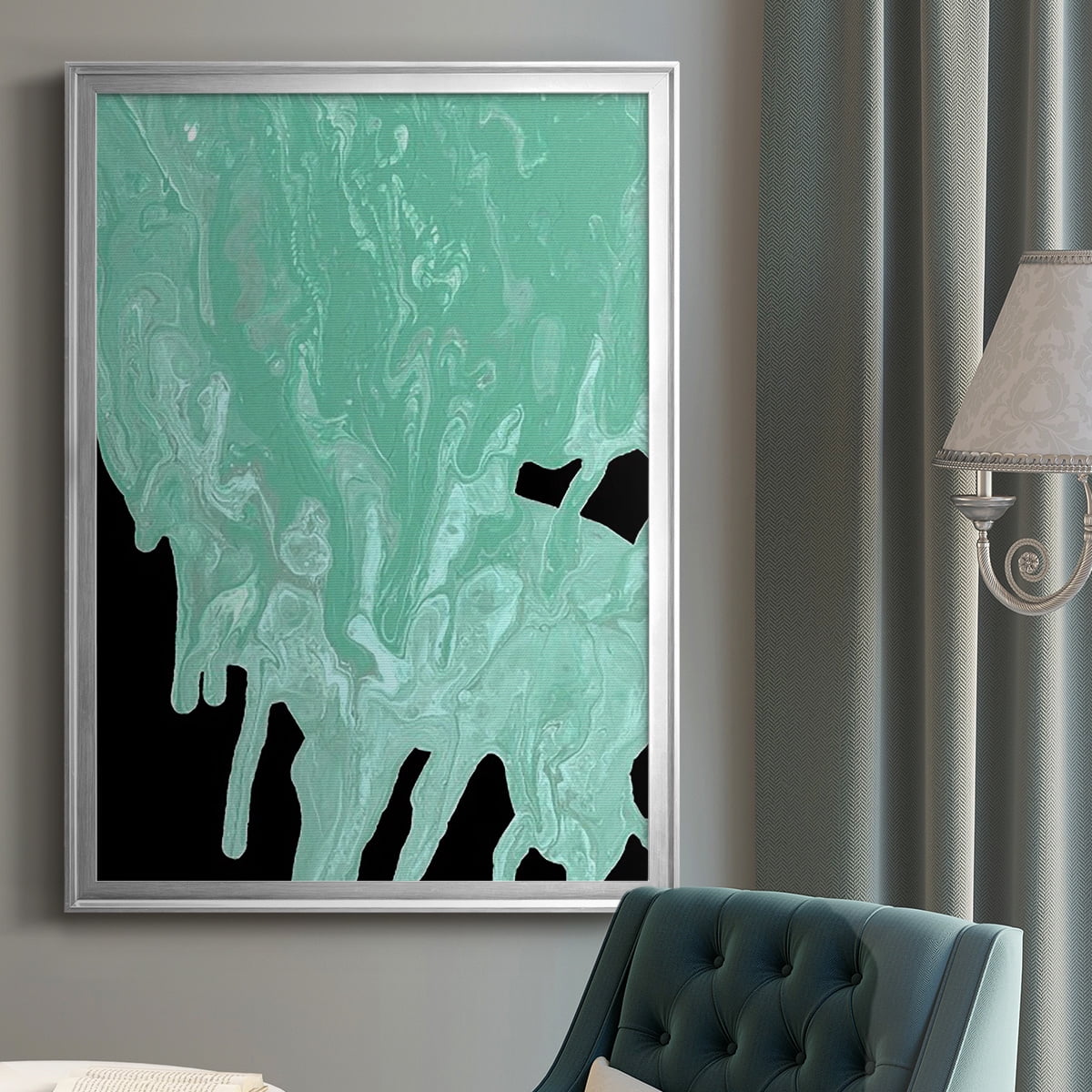 Teal Cascade I Premium Framed Print, in Gold, Black, or Silver - Ready to Hang