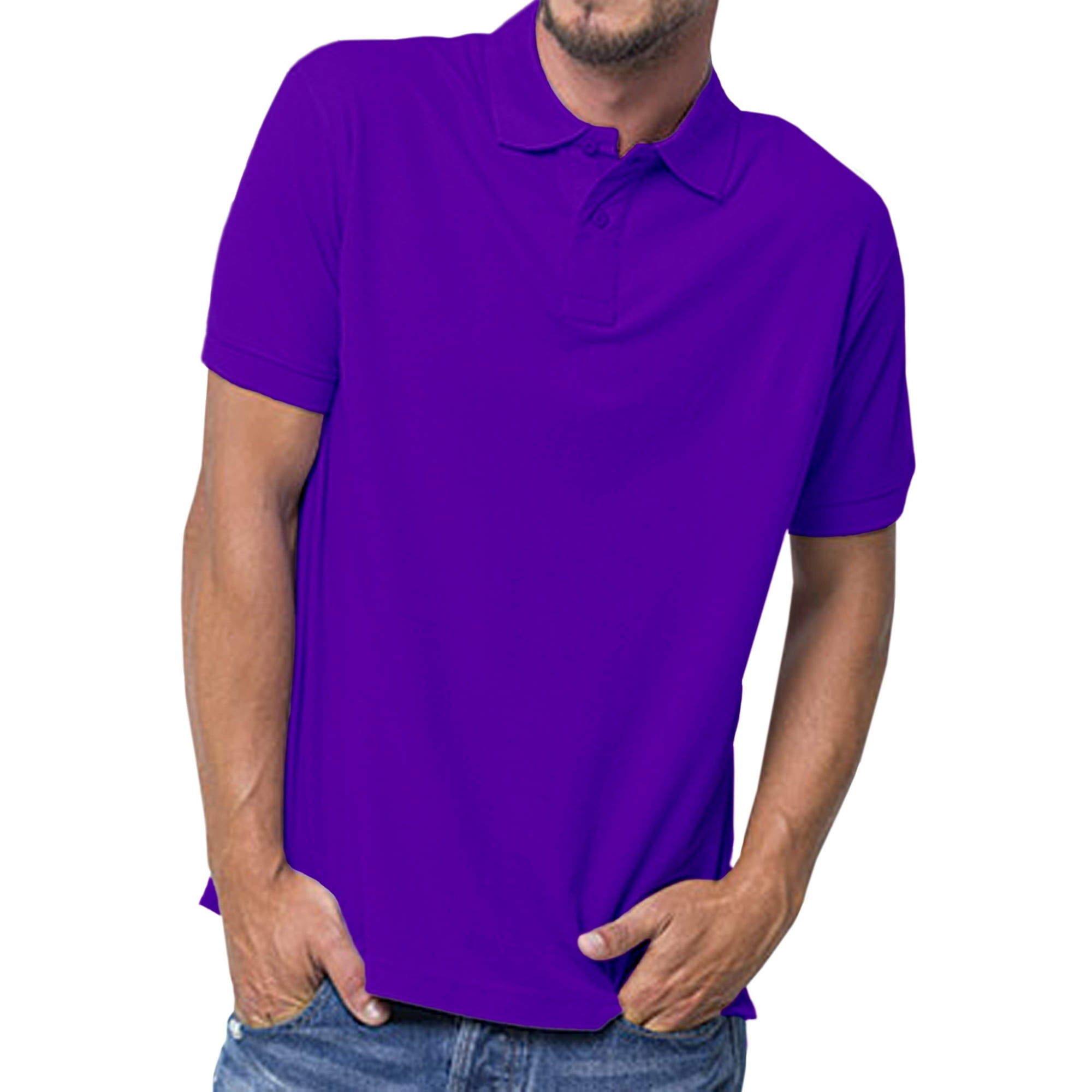 Basico Purple Polo Collared Shirts For Women 100 Cotton Short Sleeve Golf Polo Shirts For Men